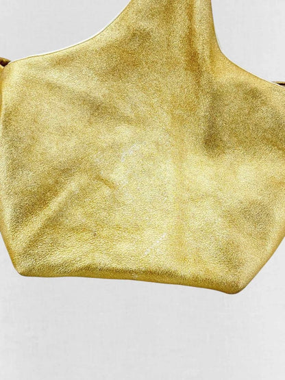 Pre - loved CHANEL Slouchy Metallic Gold Top Handle at Reems Closet