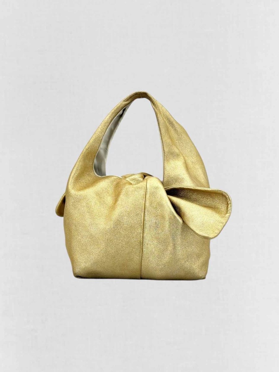 Pre - loved CHANEL Slouchy Metallic Gold Top Handle at Reems Closet