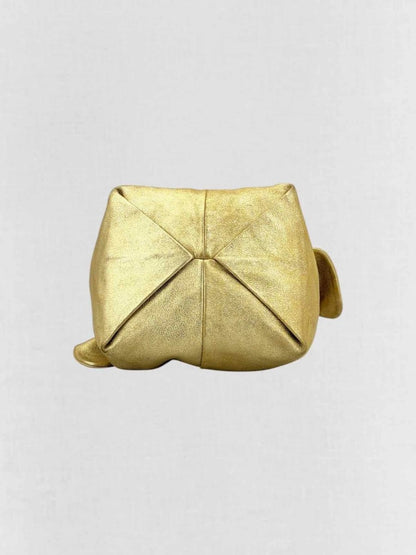 Pre - loved CHANEL Slouchy Metallic Gold Top Handle at Reems Closet