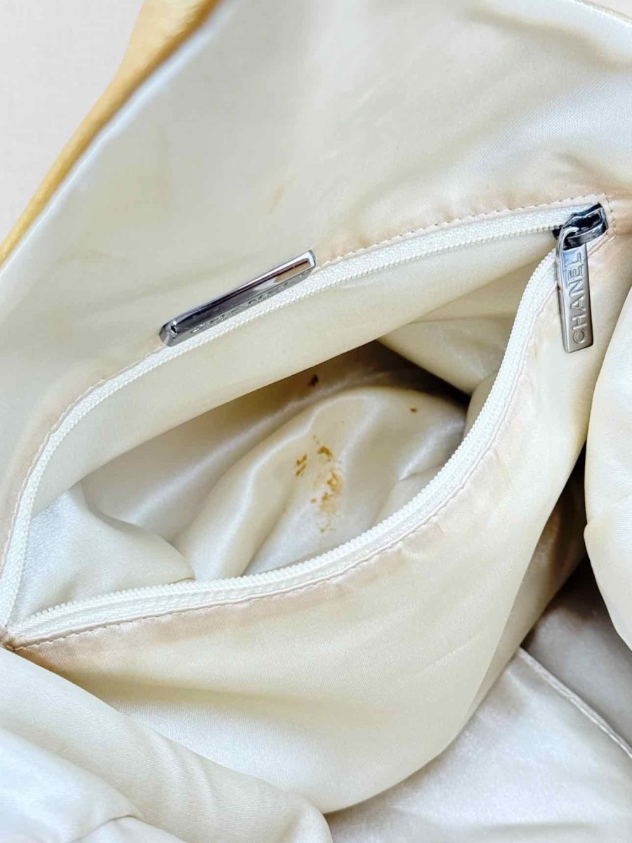 Pre - loved CHANEL Slouchy Metallic Gold Top Handle at Reems Closet