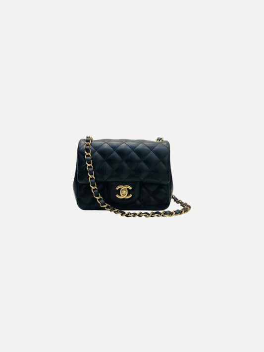 Pre - loved CHANEL Square Flap Black Quilted Shoulder Bag at Reems Closet