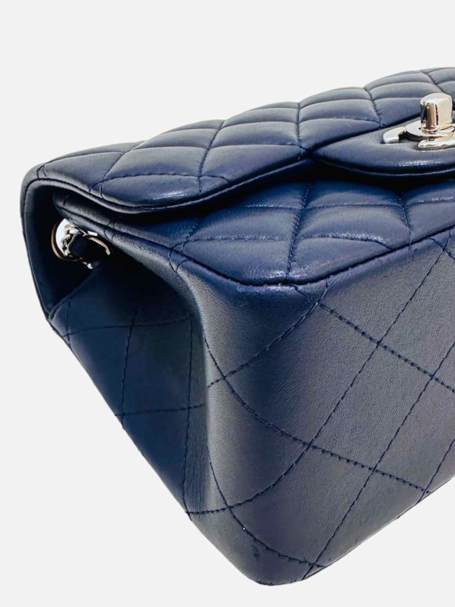 Pre - loved CHANEL Square Flap Navy Blue Quilted Shoulder Bag at Reems Closet