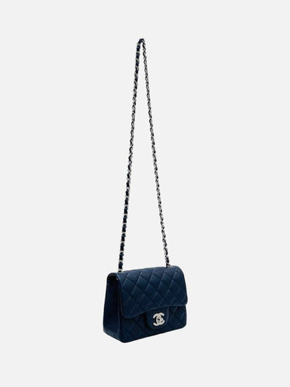 Pre - loved CHANEL Square Flap Navy Blue Quilted Shoulder Bag at Reems Closet