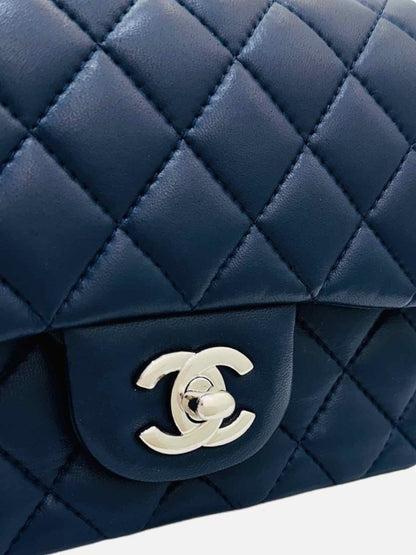 Pre - loved CHANEL Square Flap Navy Blue Quilted Shoulder Bag at Reems Closet