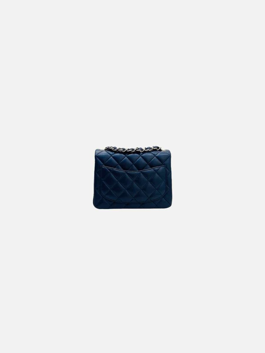 Pre - loved CHANEL Square Flap Navy Blue Quilted Shoulder Bag at Reems Closet