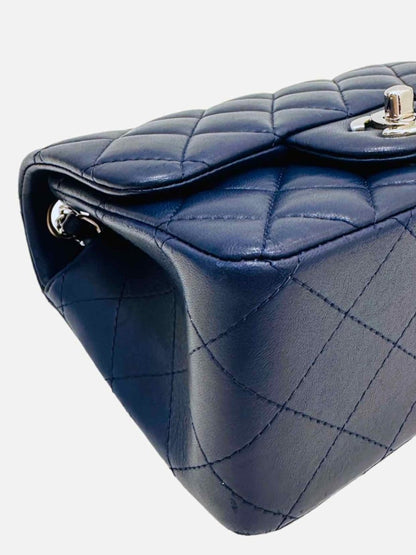 Pre - loved CHANEL Square Flap Navy Blue Quilted Shoulder Bag Mini at Reems Closet