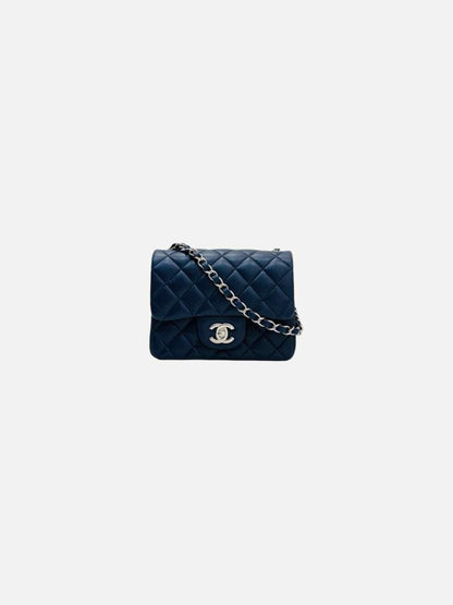 Pre - loved CHANEL Square Flap Navy Blue Quilted Shoulder Bag Mini at Reems Closet