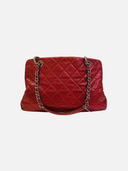 Pre - loved CHANEL Tote Burgundy Quilted Tote Bag at Reems Closet