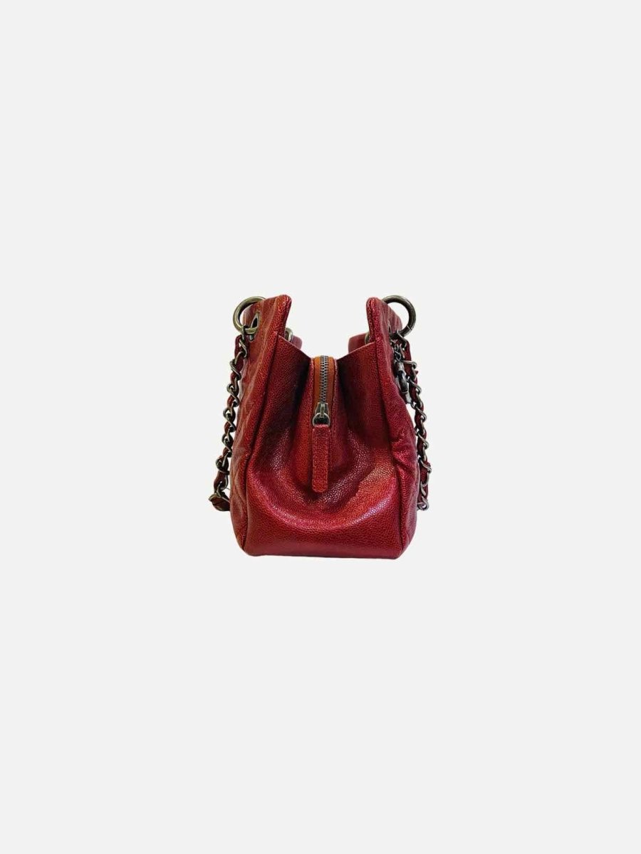 Pre - loved CHANEL Tote Burgundy Quilted Tote Bag at Reems Closet