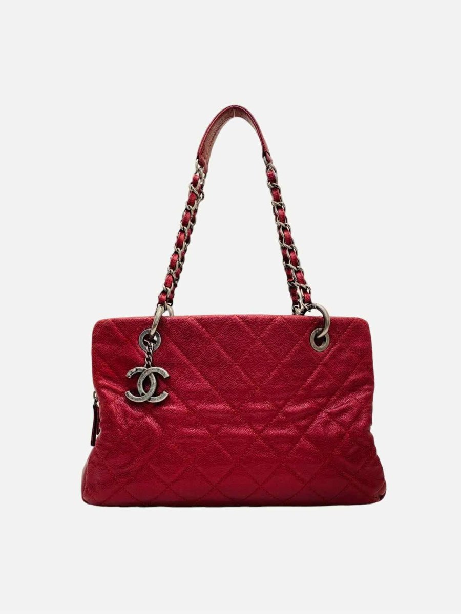 Pre - loved CHANEL Tote Burgundy Quilted Tote Bag at Reems Closet