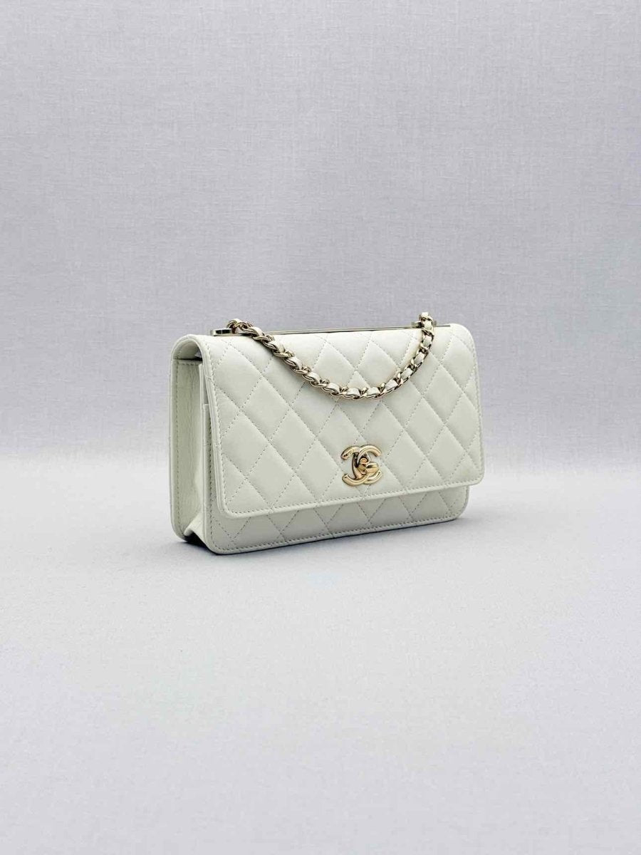 Pre-loved CHANEL Trendy CC WOC White Quilted Shoulder Bag at Reems Closet