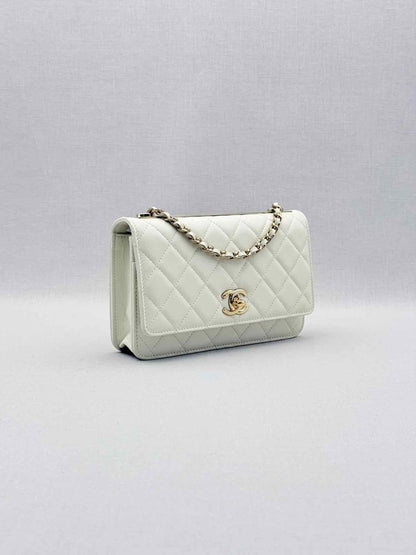 Pre-loved CHANEL Trendy CC WOC White Quilted Shoulder Bag at Reems Closet