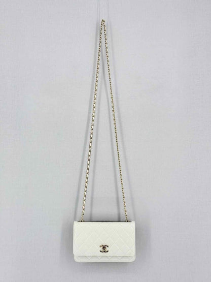 Pre-loved CHANEL Trendy CC WOC White Quilted Shoulder Bag at Reems Closet