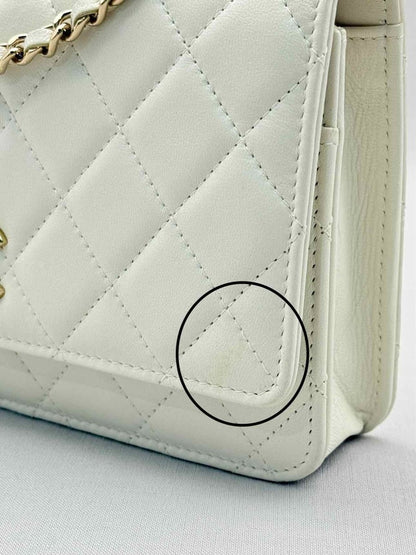 Pre-loved CHANEL Trendy CC WOC White Quilted Shoulder Bag at Reems Closet