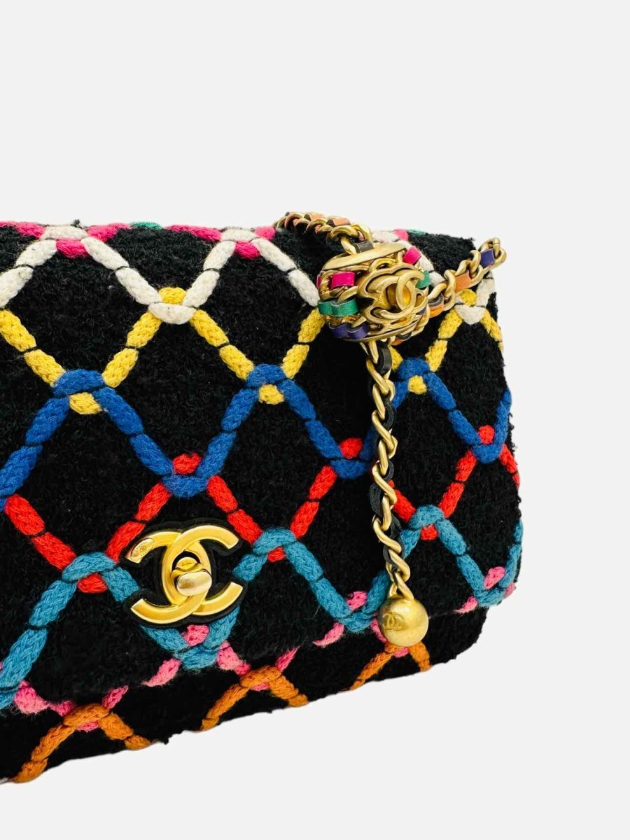 Pre-loved CHANEL Tweed Pearl Crush Black Multicolor Crossbody from Reems Closet