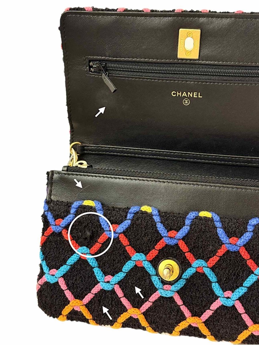 Pre - loved CHANEL Tweed Pearl Crush Black Multicolor Crossbody at Reems Closet