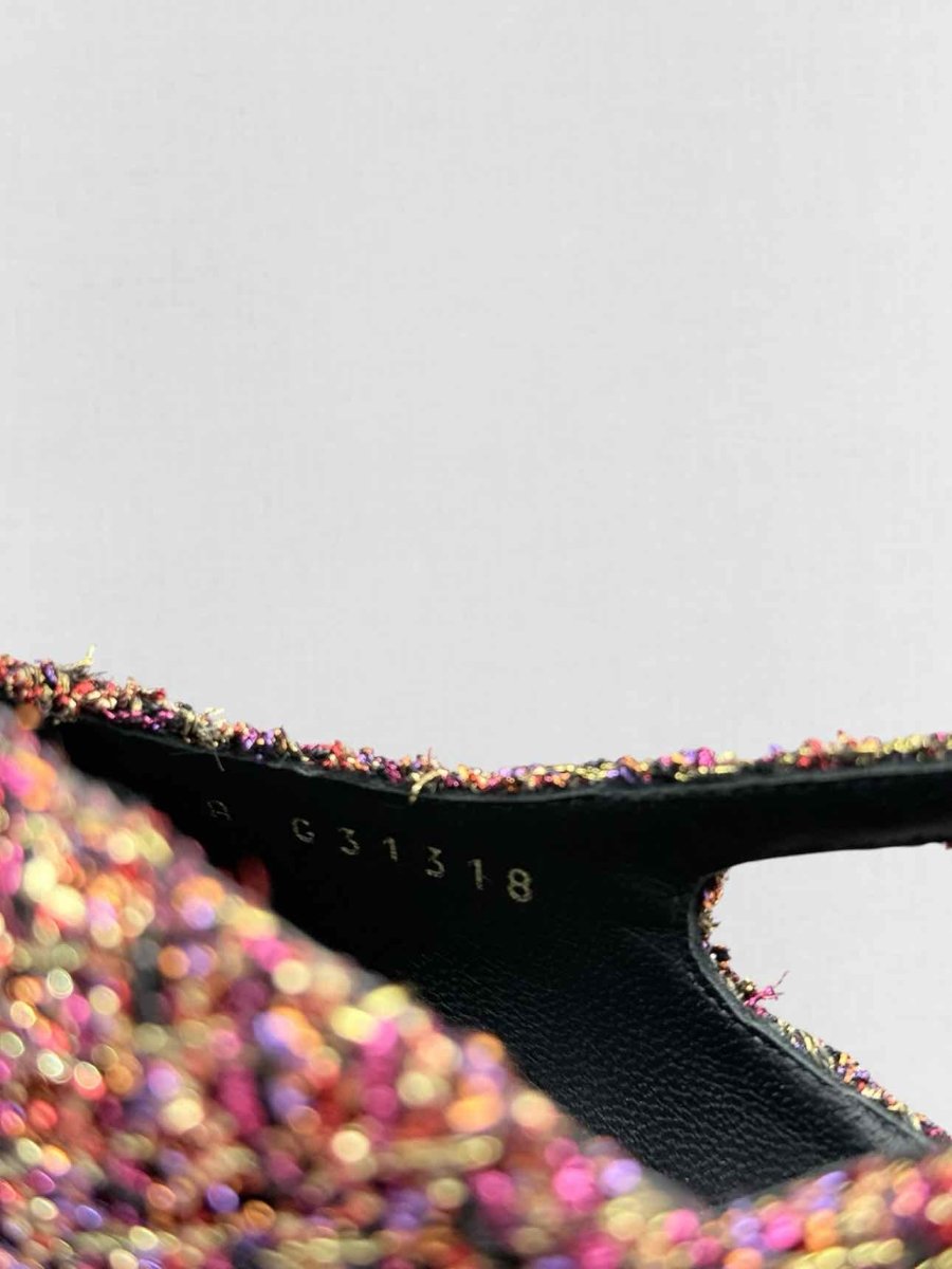 Pre - loved CHANEL Tweed Pink Multicolor Size EU 37.5 Slingbacks at Reems Closet