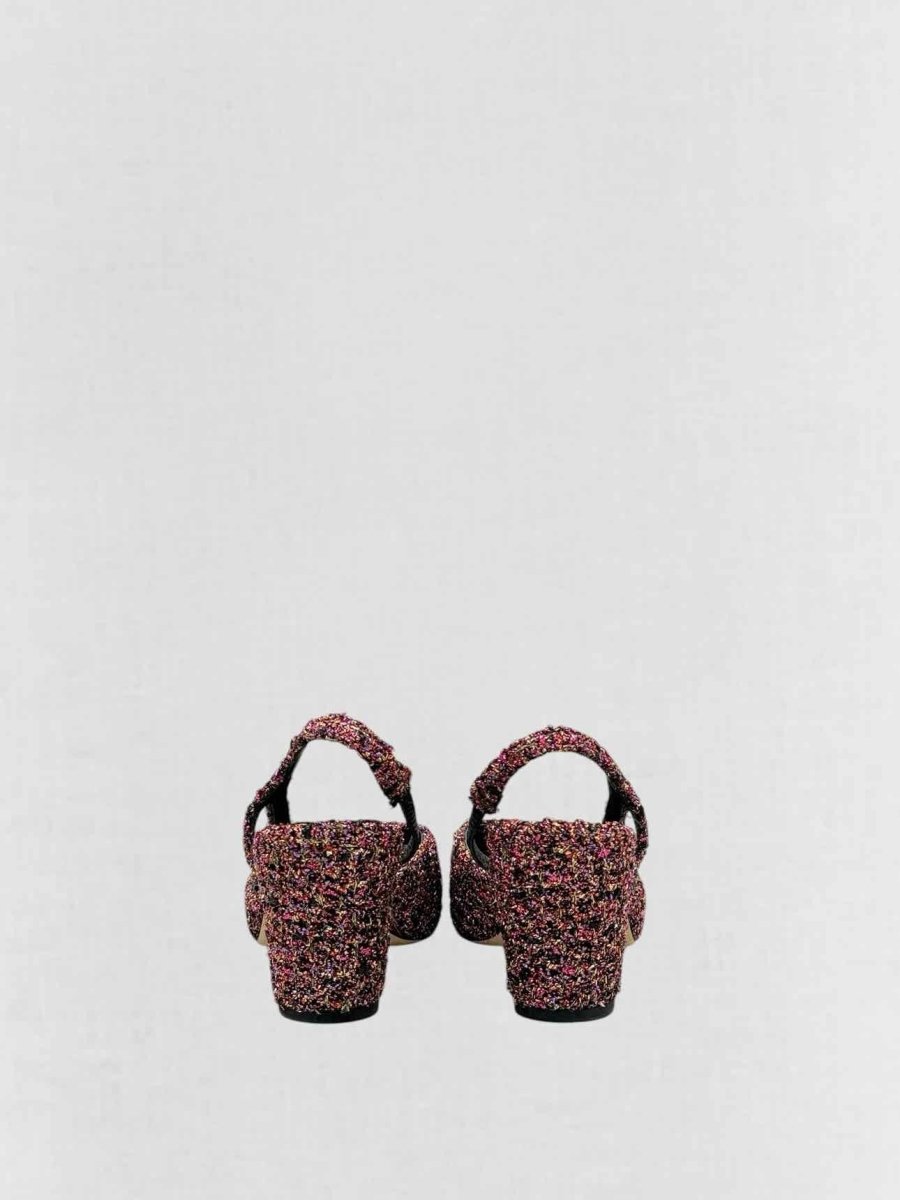 Pre - loved CHANEL Tweed Pink Multicolor Size EU 37.5 Slingbacks at Reems Closet