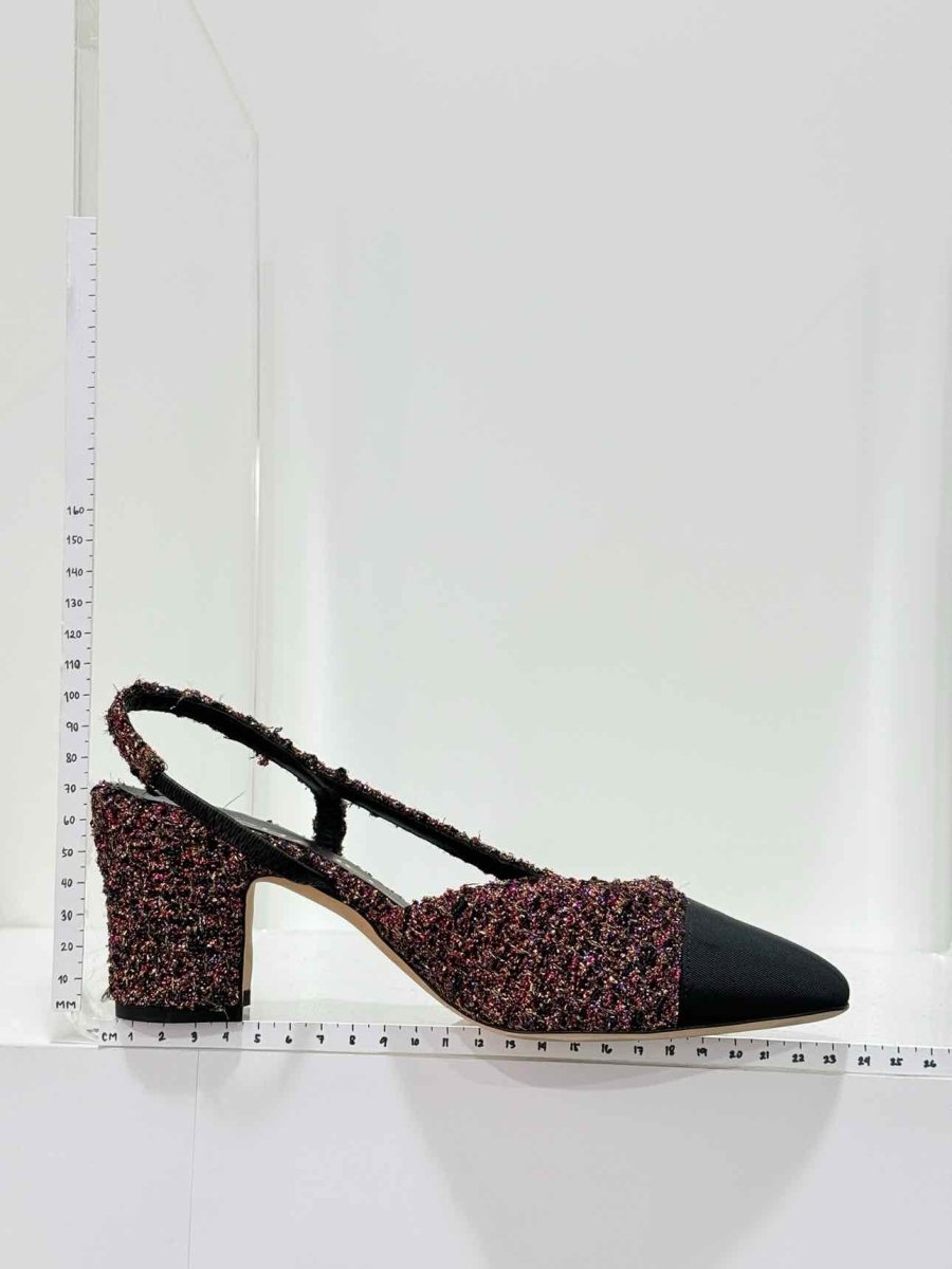 Pre - loved CHANEL Tweed Pink Multicolor Size EU 37.5 Slingbacks at Reems Closet