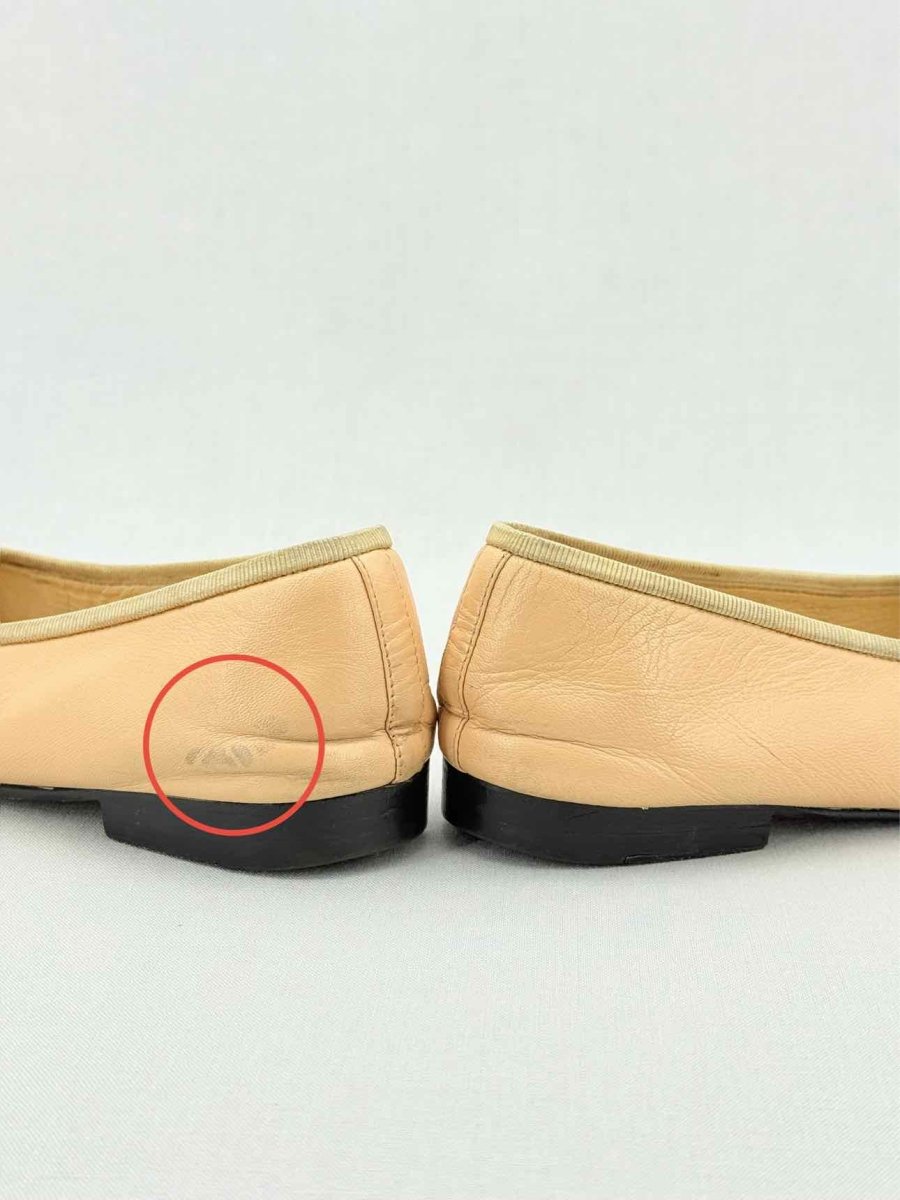 Pre - loved CHANEL Two Tone Beige & Black Size EU 36.5 Ballet Flats at Reems Closet