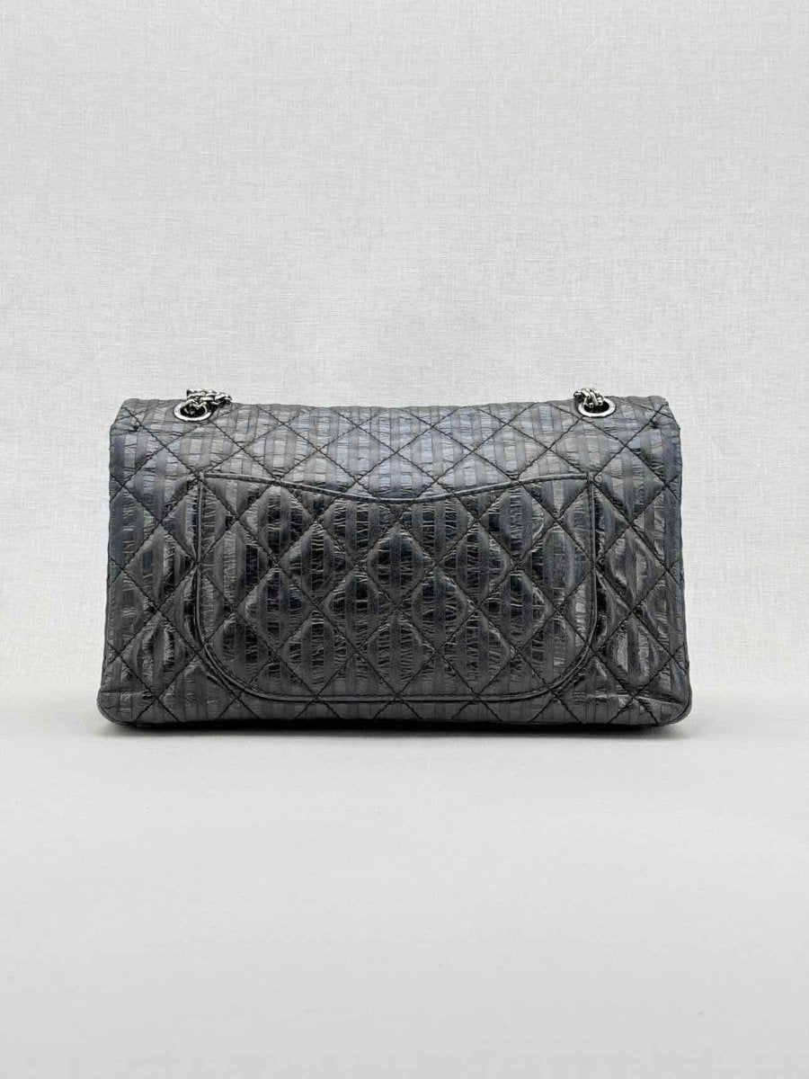 Pre - loved CHANEL Vintage 2.55 Size Maxi Quilted Midnight Blue Leather Shoulder Bag at Reems Closet