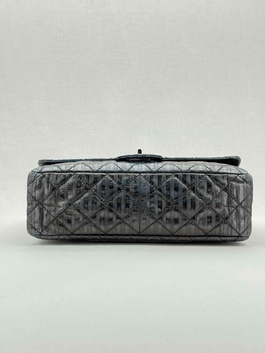 Pre - loved CHANEL Vintage 2.55 Size Maxi Quilted Midnight Blue Leather Shoulder Bag at Reems Closet