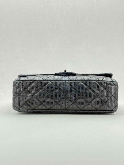 Pre - loved CHANEL Vintage 2.55 Size Maxi Quilted Midnight Blue Leather Shoulder Bag at Reems Closet