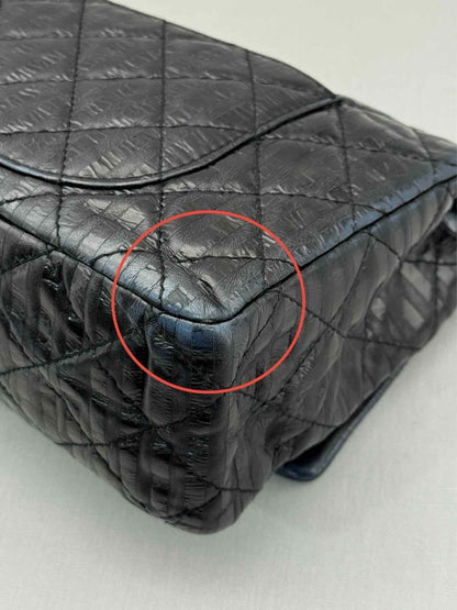 Pre - loved CHANEL Vintage 2.55 Size Maxi Quilted Midnight Blue Leather Shoulder Bag at Reems Closet