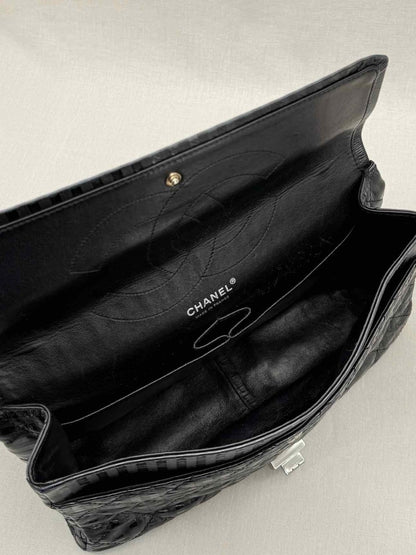 Pre - loved CHANEL Vintage 2.55 Size Maxi Quilted Midnight Blue Leather Shoulder Bag at Reems Closet