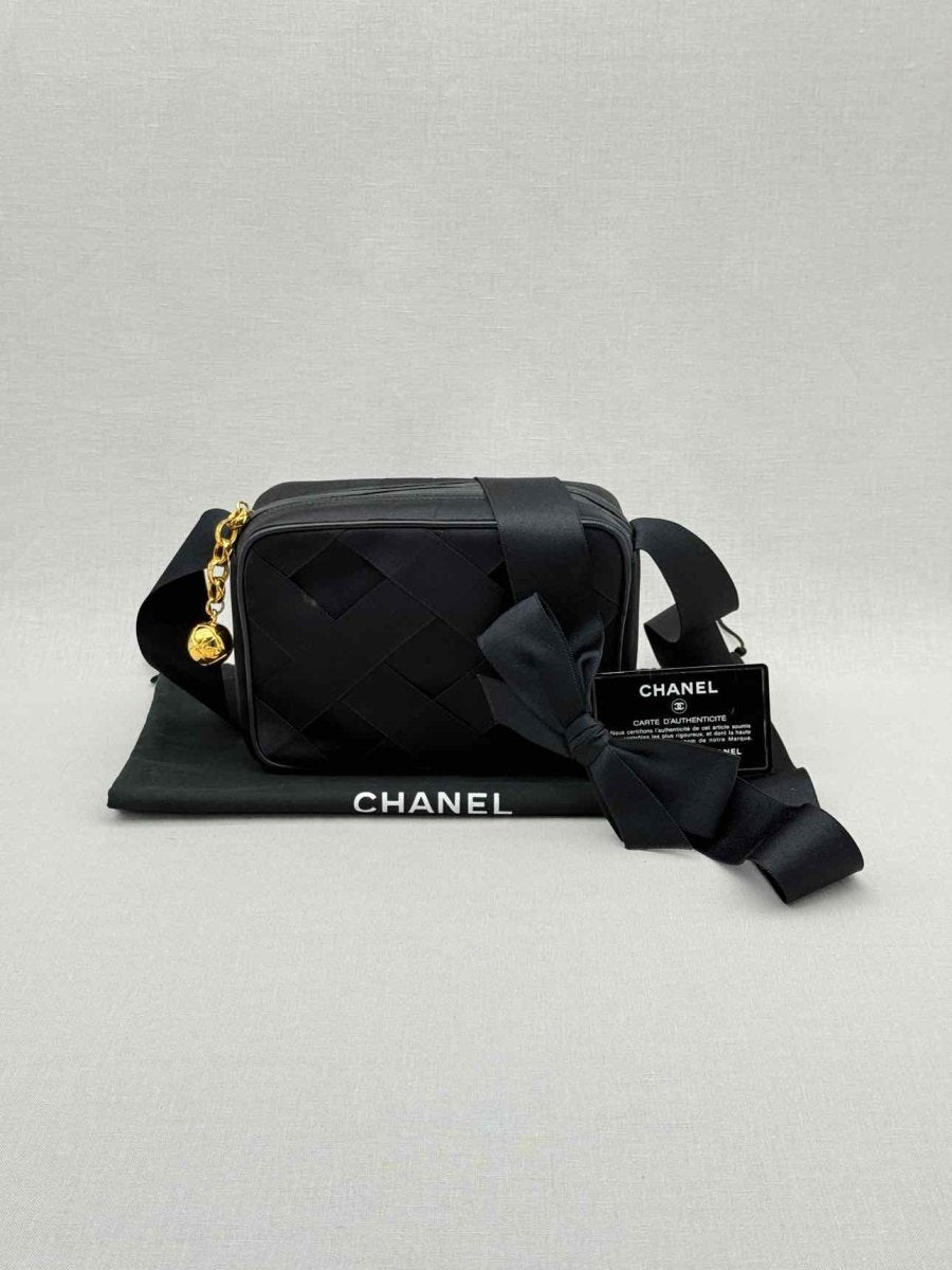 Pre - loved CHANEL Vintage Black Woven Shoulder Bag at Reems Closet