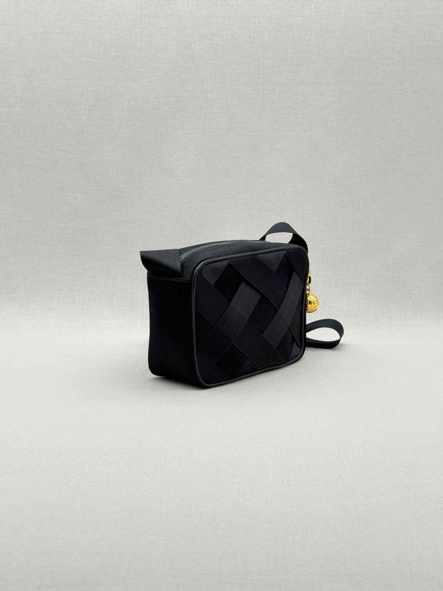 Pre - loved CHANEL Vintage Black Woven Shoulder Bag at Reems Closet