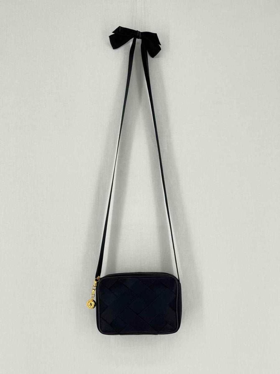 Pre - loved CHANEL Vintage Black Woven Shoulder Bag at Reems Closet