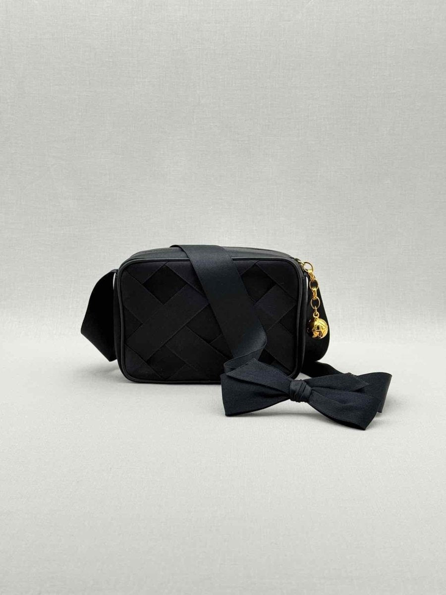 Pre - loved CHANEL Vintage Black Woven Shoulder Bag at Reems Closet