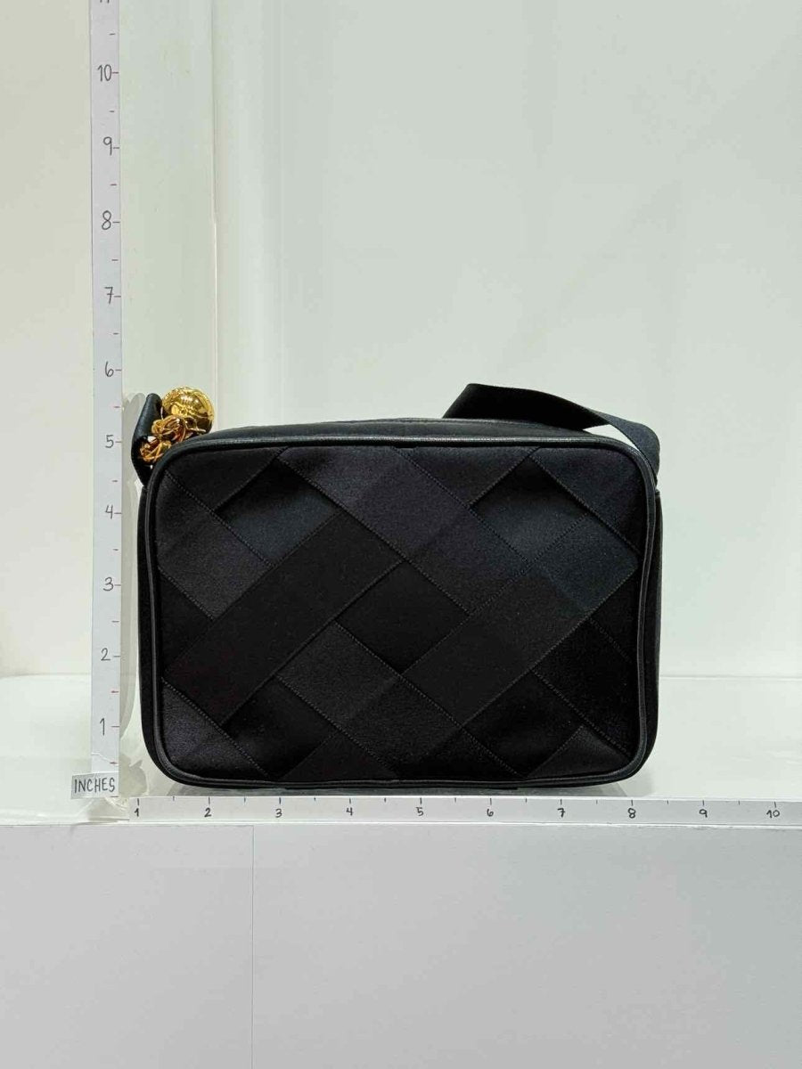 Pre - loved CHANEL Vintage Black Woven Shoulder Bag at Reems Closet
