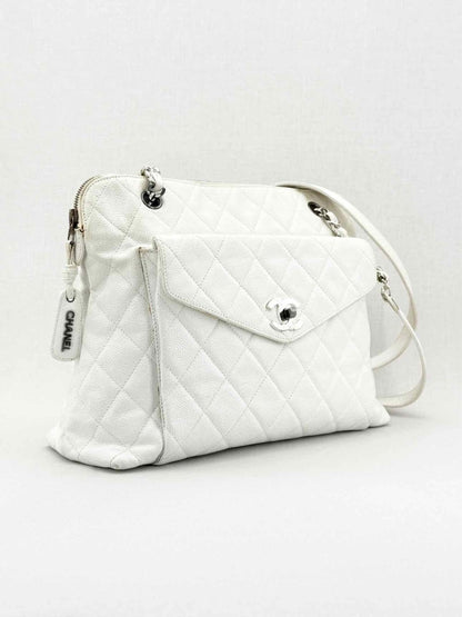 Pre - loved CHANEL Vintage White Shoulder Bag at Reems Closet