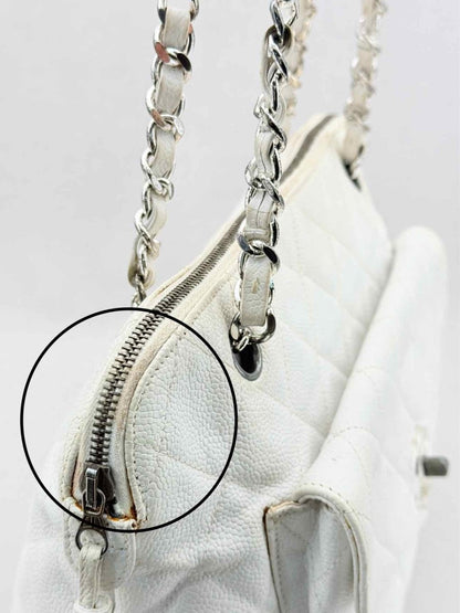 Pre - loved CHANEL Vintage White Shoulder Bag at Reems Closet