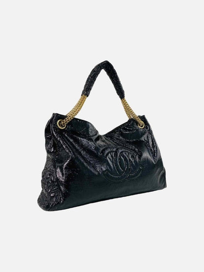 Pre - loved CHANEL Vinyl Rodeo Black Shoulder Bag at Reems Closet