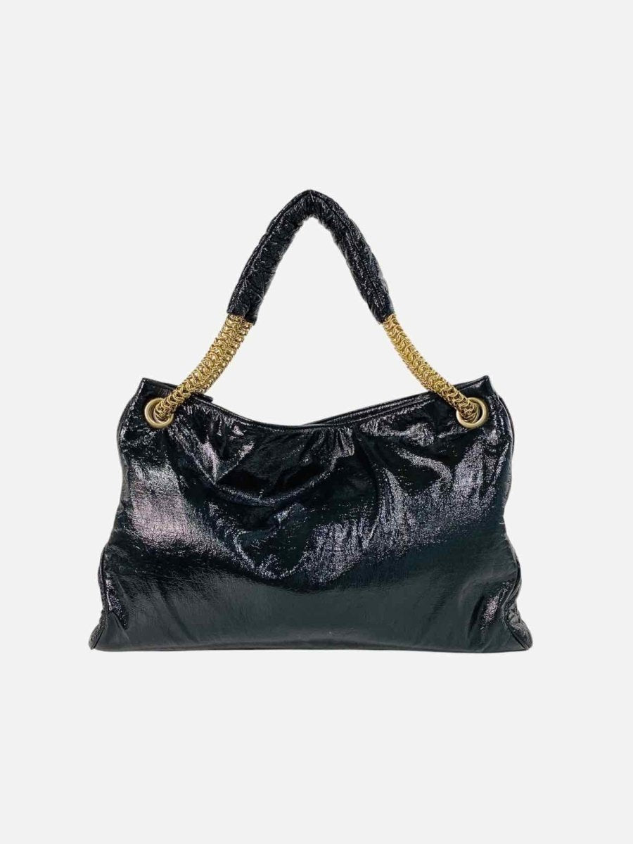 Pre - loved CHANEL Vinyl Rodeo Black Shoulder Bag at Reems Closet