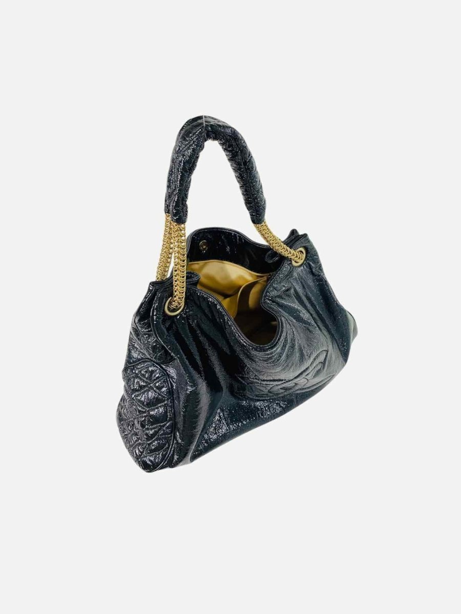 Pre - loved CHANEL Vinyl Rodeo Black Shoulder Bag at Reems Closet