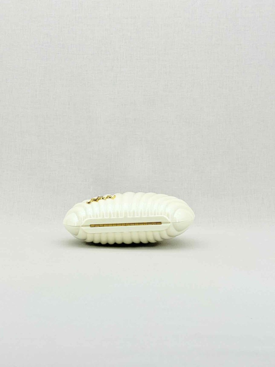 Pre - loved CHANEL VIP Limited Edition White Clutch at Reems Closet