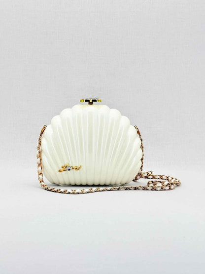 Pre - loved CHANEL VIP Limited Edition White Clutch at Reems Closet