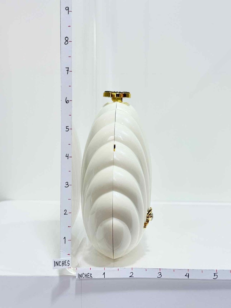 Pre - loved CHANEL VIP Limited Edition White Clutch at Reems Closet