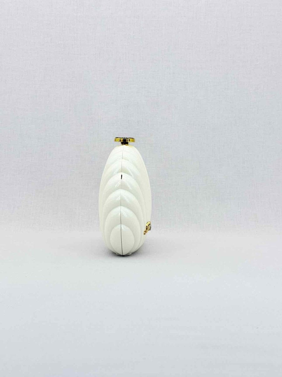 Pre - loved CHANEL VIP Limited Edition White Clutch at Reems Closet