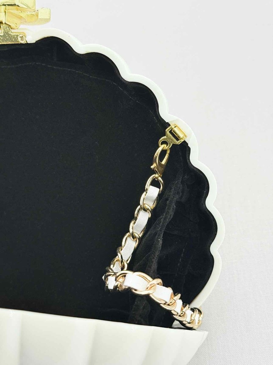 Pre - loved CHANEL VIP Limited Edition White Clutch at Reems Closet