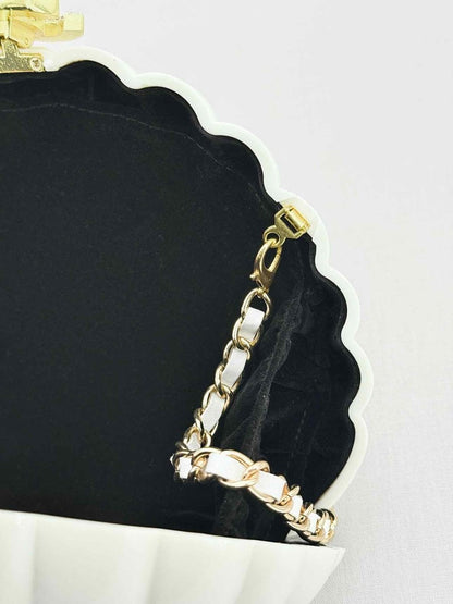 Pre - loved CHANEL VIP Limited Edition White Clutch at Reems Closet