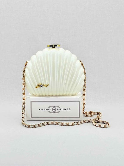 Pre - loved CHANEL VIP Limited Edition White Clutch at Reems Closet