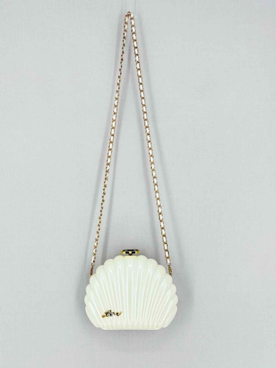 Pre - loved CHANEL VIP Limited Edition White Clutch at Reems Closet