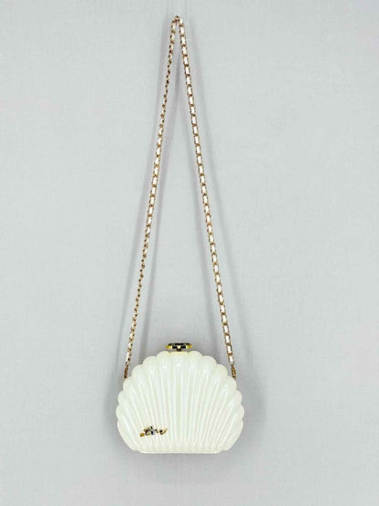 Pre - loved CHANEL VIP Limited Edition White Clutch at Reems Closet