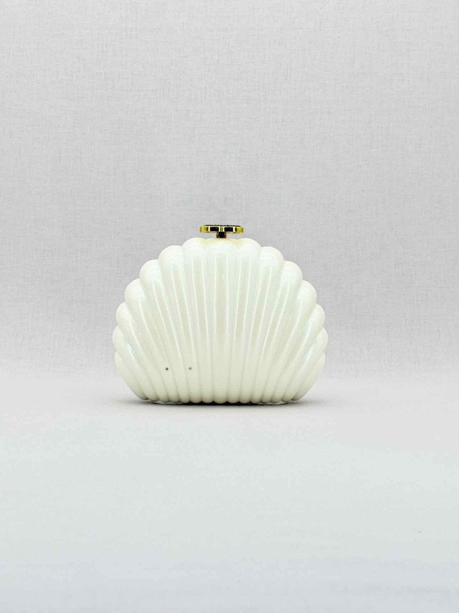 Pre - loved CHANEL VIP Limited Edition White Clutch at Reems Closet