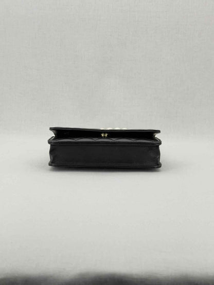 Pre - loved CHANEL Wallet on Chain Black Shoulder Bag at Reems Closet